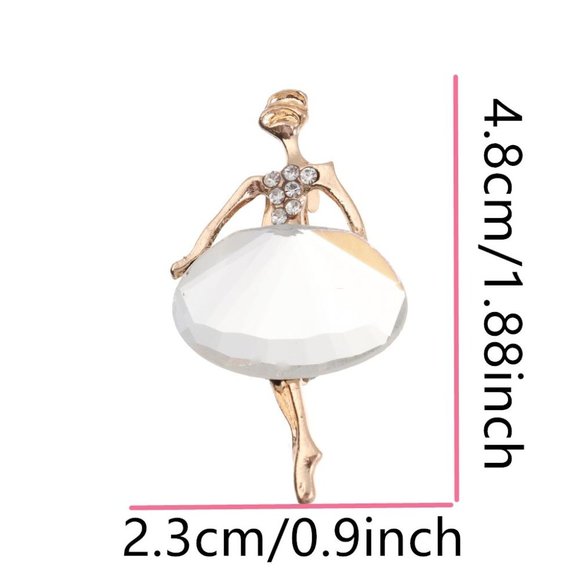 Brooch Ballet Rhinestone Sparkle Gemstone Cute Dancing Girl Pins - Picture 9 of 9